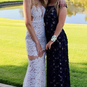 BCBG White Lace Cutout Gown